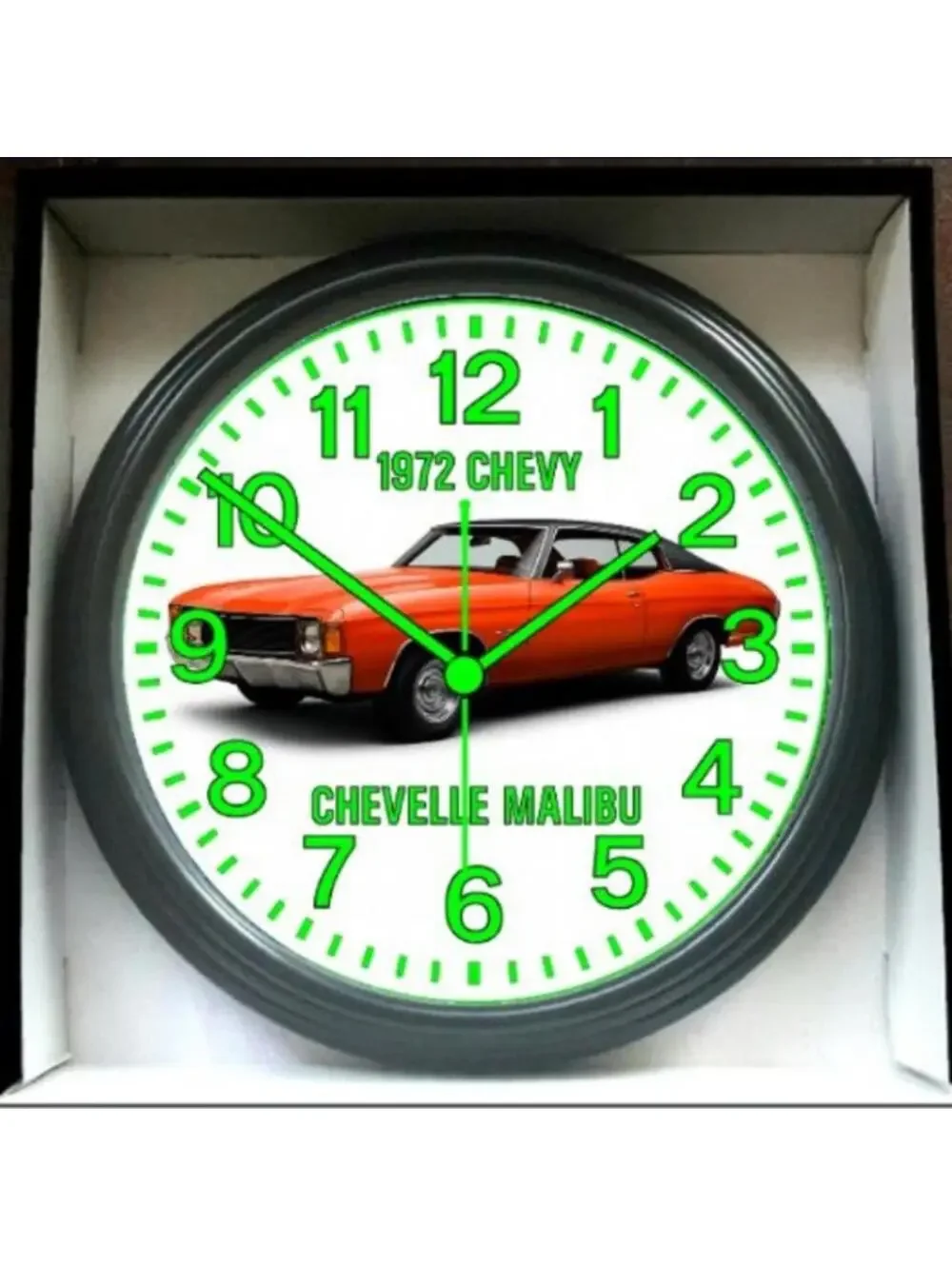 1972 Chevy Chevrolet Chevelle Malibu Glow In The Dark Wall Clock New!
